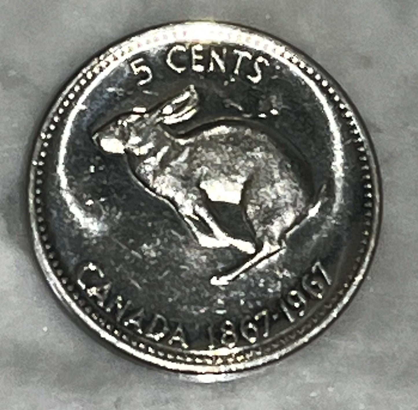 Canada 1867- 1967 Rabbit nickel 5 cent coin