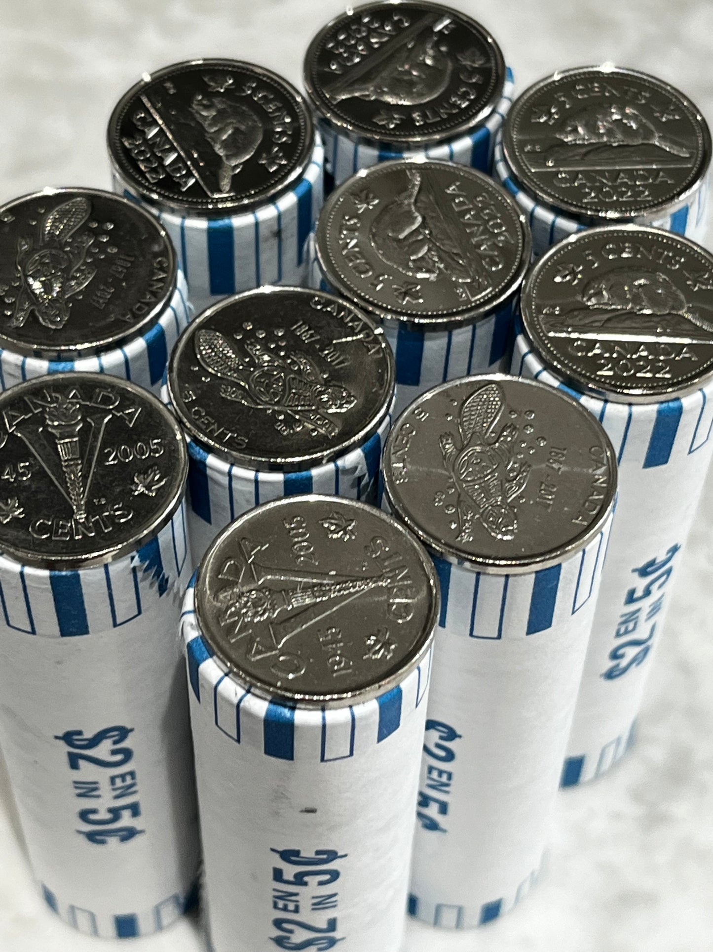 Canadian Nickel Rolls from 2022-2000 10 Rolls
