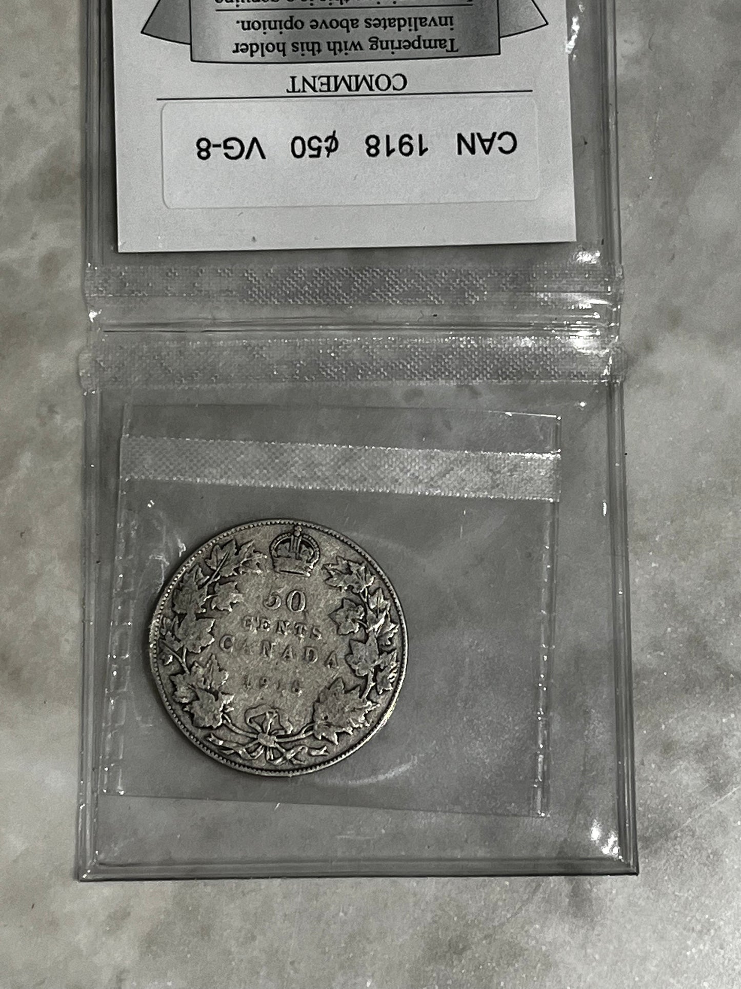 Canadian 50cent 1918 Graded