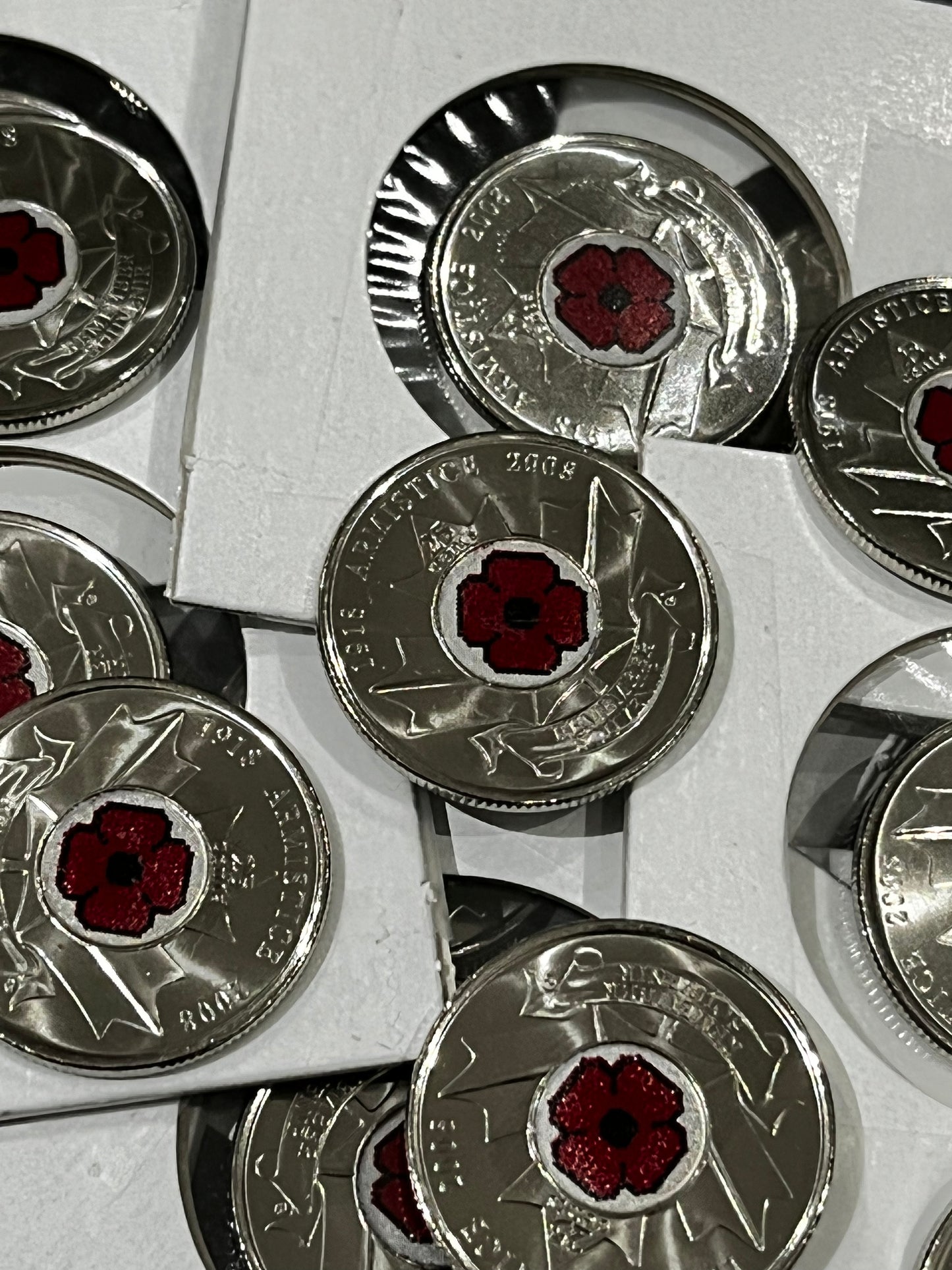 2008 25c Quarter - Poppy Color Coin - Royal Canadian Mint Coin RCM $0.25 WW1 WW2