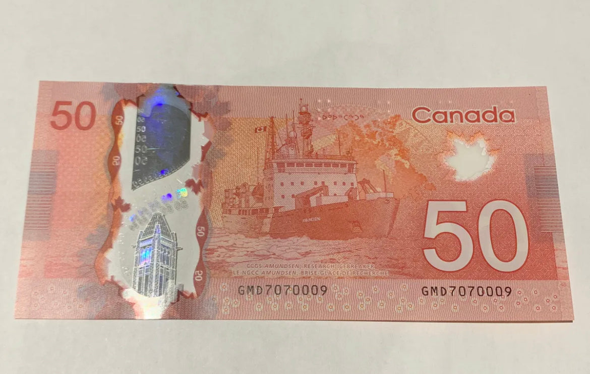 50 dollar bill 3 Digit Bar Code Canadian Serial 💎